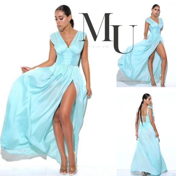 priscilla Mint Sequin Slit Maxi Dress main image 1